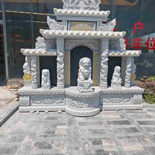 新乡芝麻白中国黑石材套墓 花岗岩墓碑